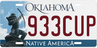 OK license plate 933CUP
