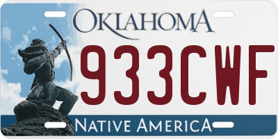 OK license plate 933CWF