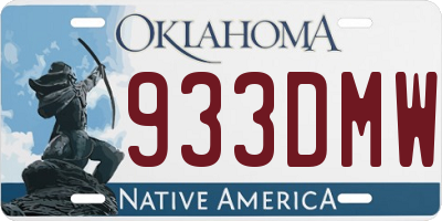 OK license plate 933DMW