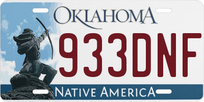 OK license plate 933DNF