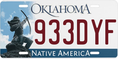 OK license plate 933DYF