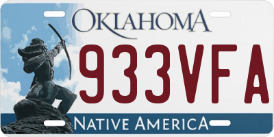 OK license plate 933VFA