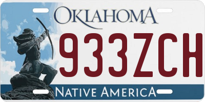 OK license plate 933ZCH