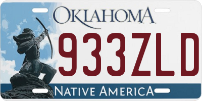 OK license plate 933ZLD