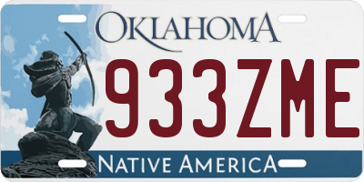OK license plate 933ZME