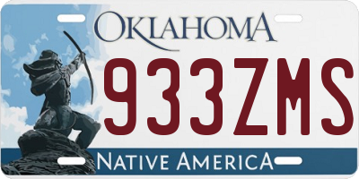 OK license plate 933ZMS