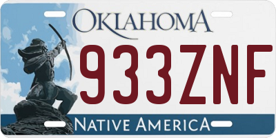 OK license plate 933ZNF