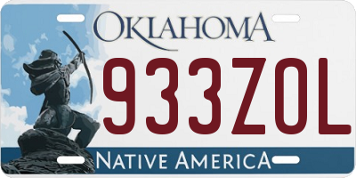 OK license plate 933ZOL