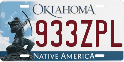 OK license plate 933ZPL