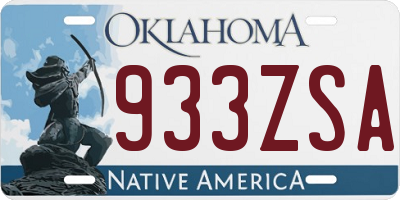 OK license plate 933ZSA