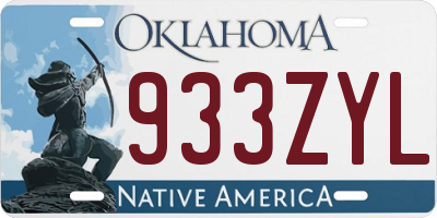 OK license plate 933ZYL