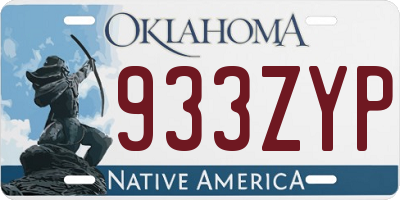 OK license plate 933ZYP