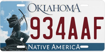 OK license plate 934AAF