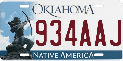 OK license plate 934AAJ