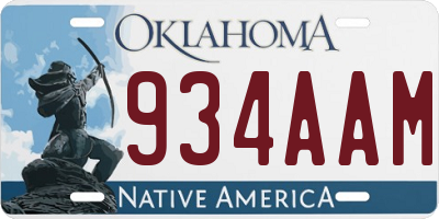 OK license plate 934AAM