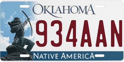 OK license plate 934AAN