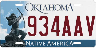 OK license plate 934AAV