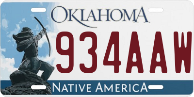 OK license plate 934AAW