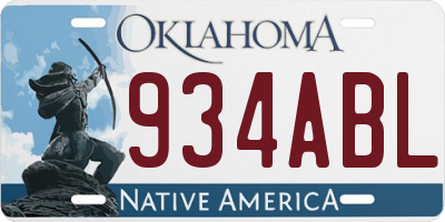 OK license plate 934ABL