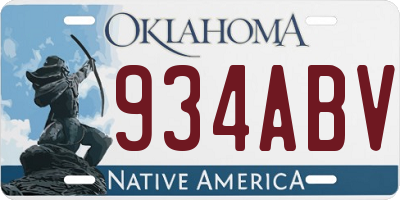 OK license plate 934ABV