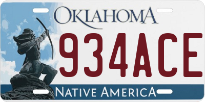 OK license plate 934ACE
