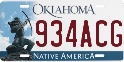 OK license plate 934ACG