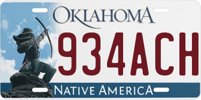 OK license plate 934ACH
