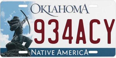 OK license plate 934ACY