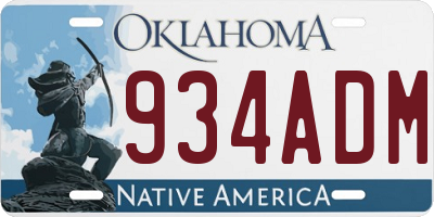 OK license plate 934ADM