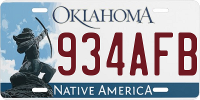 OK license plate 934AFB