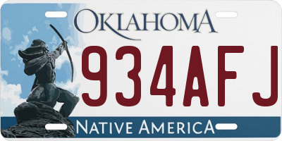 OK license plate 934AFJ