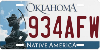 OK license plate 934AFW
