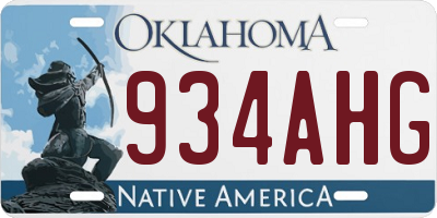 OK license plate 934AHG