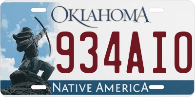 OK license plate 934AIO