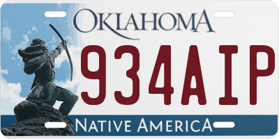 OK license plate 934AIP