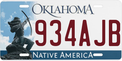OK license plate 934AJB