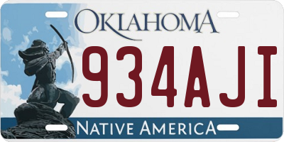 OK license plate 934AJI