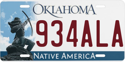 OK license plate 934ALA