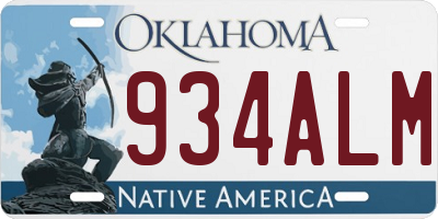 OK license plate 934ALM