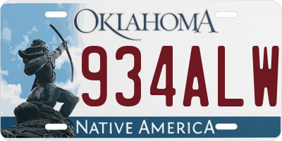 OK license plate 934ALW
