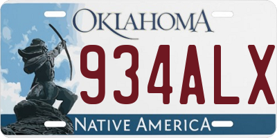 OK license plate 934ALX