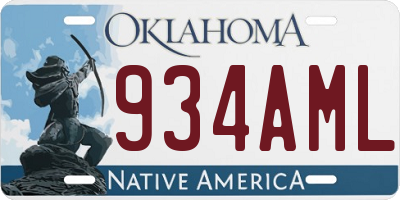 OK license plate 934AML