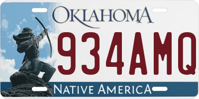 OK license plate 934AMQ