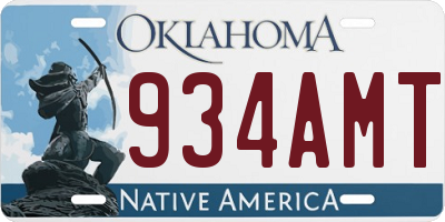 OK license plate 934AMT