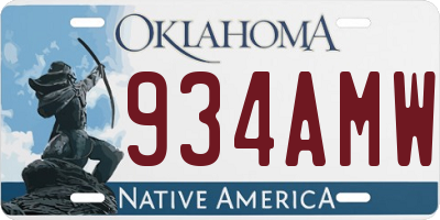 OK license plate 934AMW