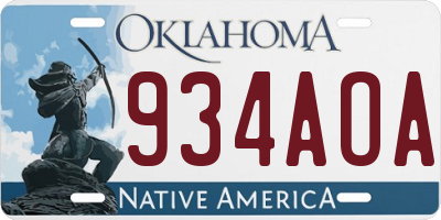 OK license plate 934AOA