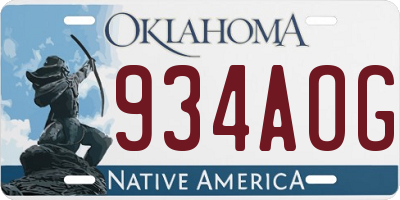 OK license plate 934AOG