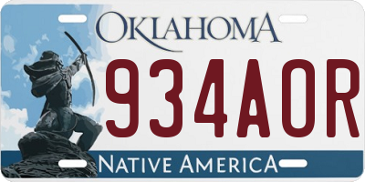 OK license plate 934AOR