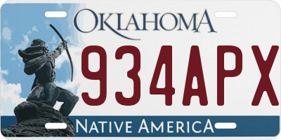 OK license plate 934APX