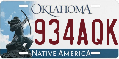 OK license plate 934AQK